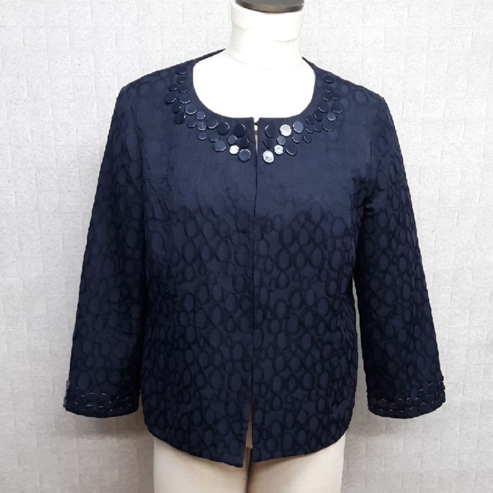 Dana Buchman Navy Jacquard Jacket